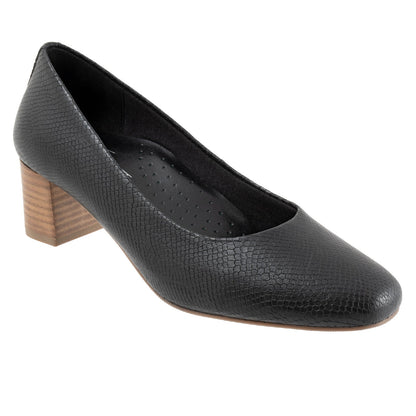 Trotters Daria T2258-018 Womens Black Narrow Leather Pumps Heels Shoes