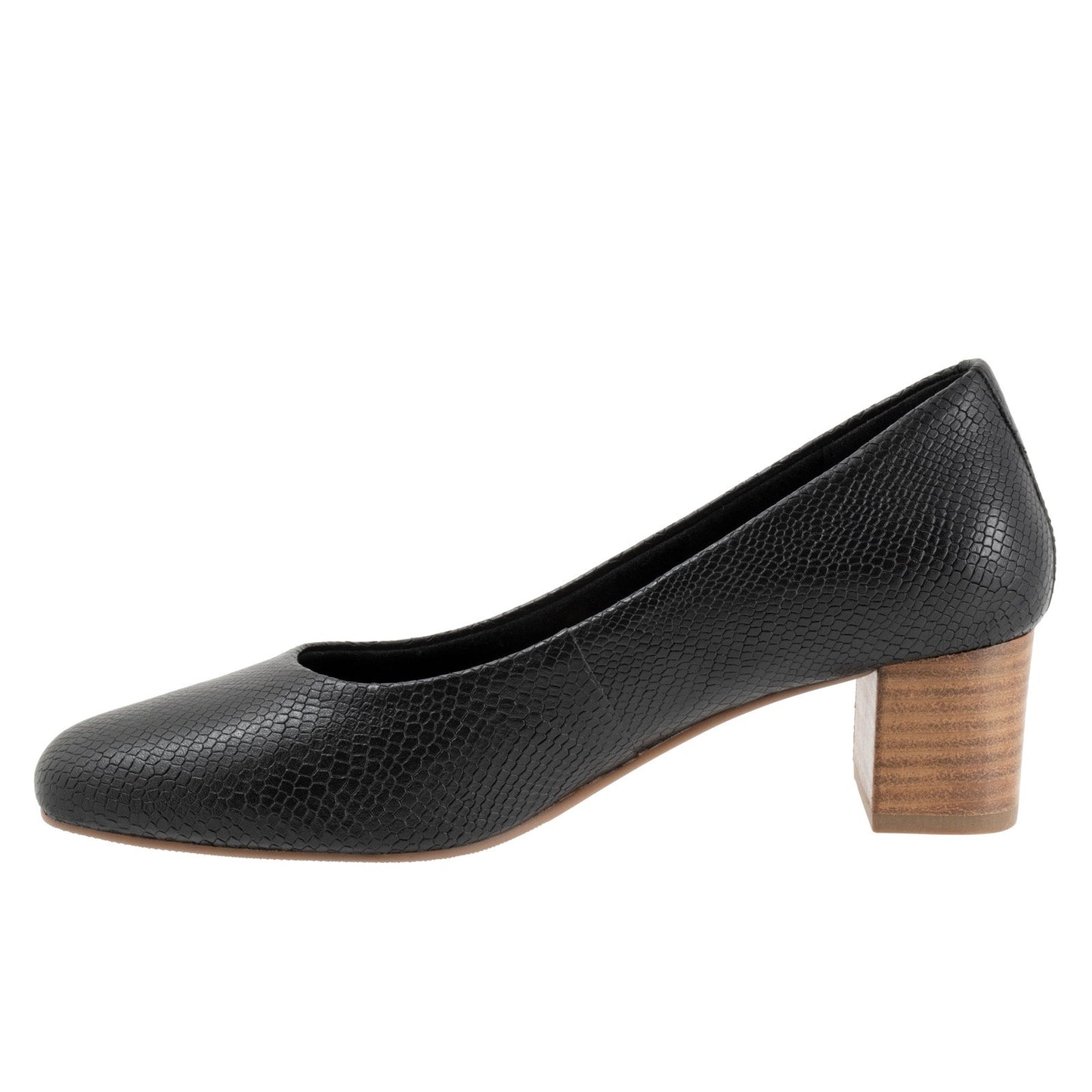 Trotters Daria T2258-018 Womens Black Narrow Leather Pumps Heels Shoes