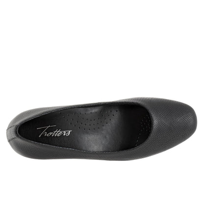 Trotters Daria T2258-018 Womens Black Narrow Leather Pumps Heels Shoes