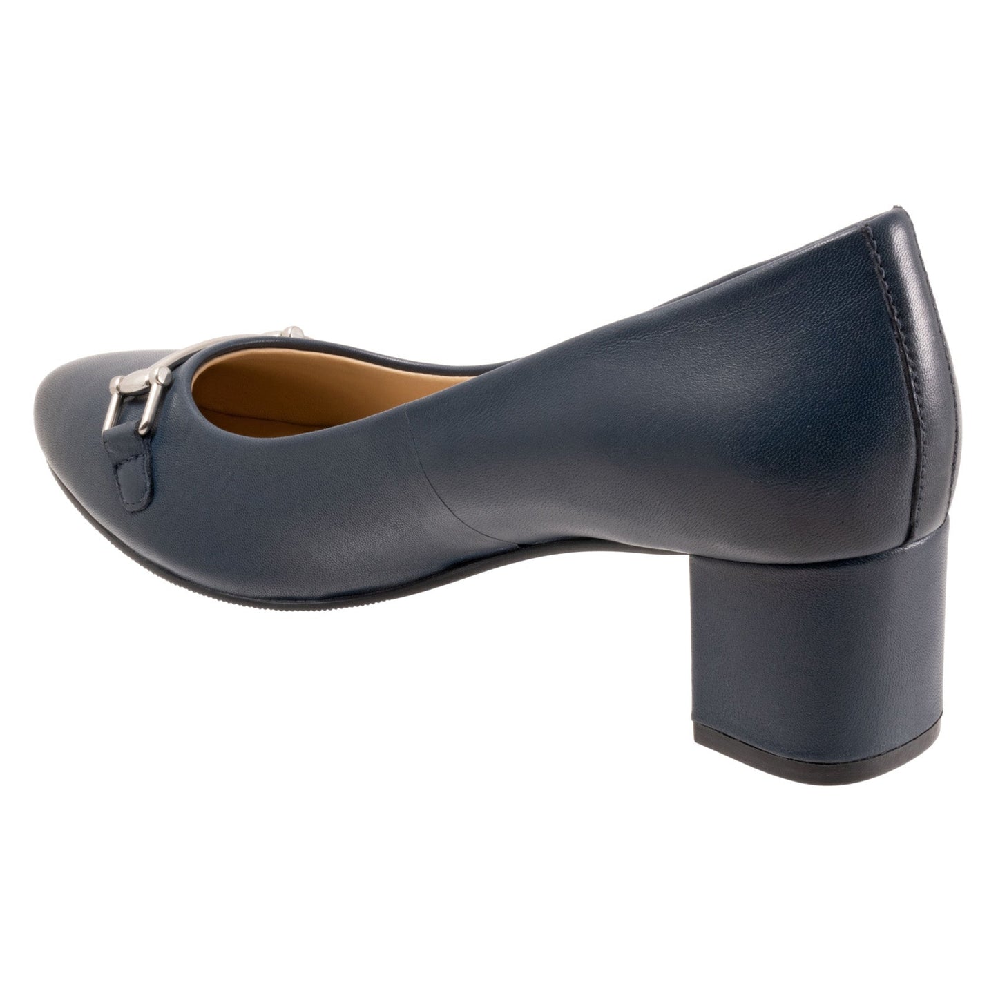Trotters Kenzie T2259-400 Womens Blue Leather Slip On Pumps Heels Shoes