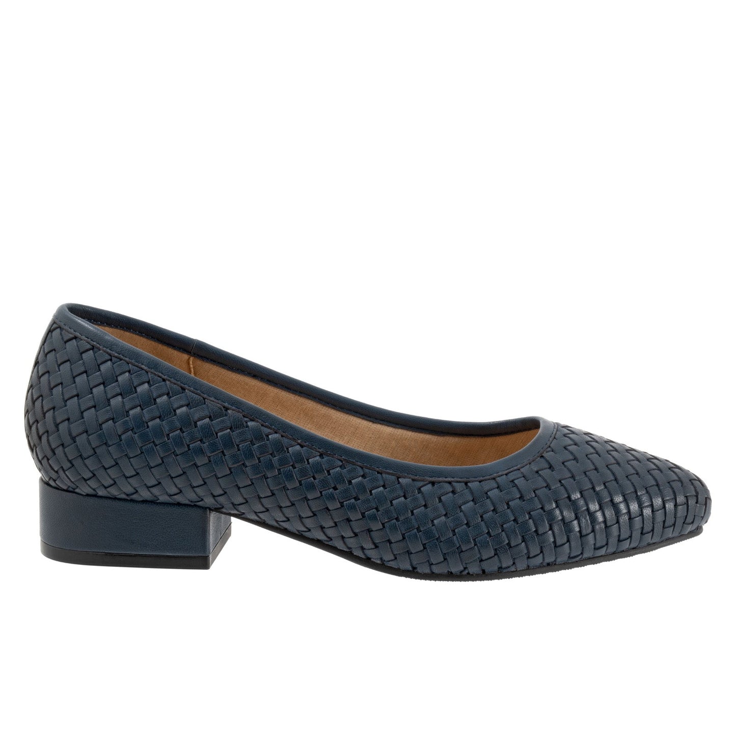 Trotters Jade T2269-400 Womens Blue Narrow Leather Slip On Pumps Heels Shoes