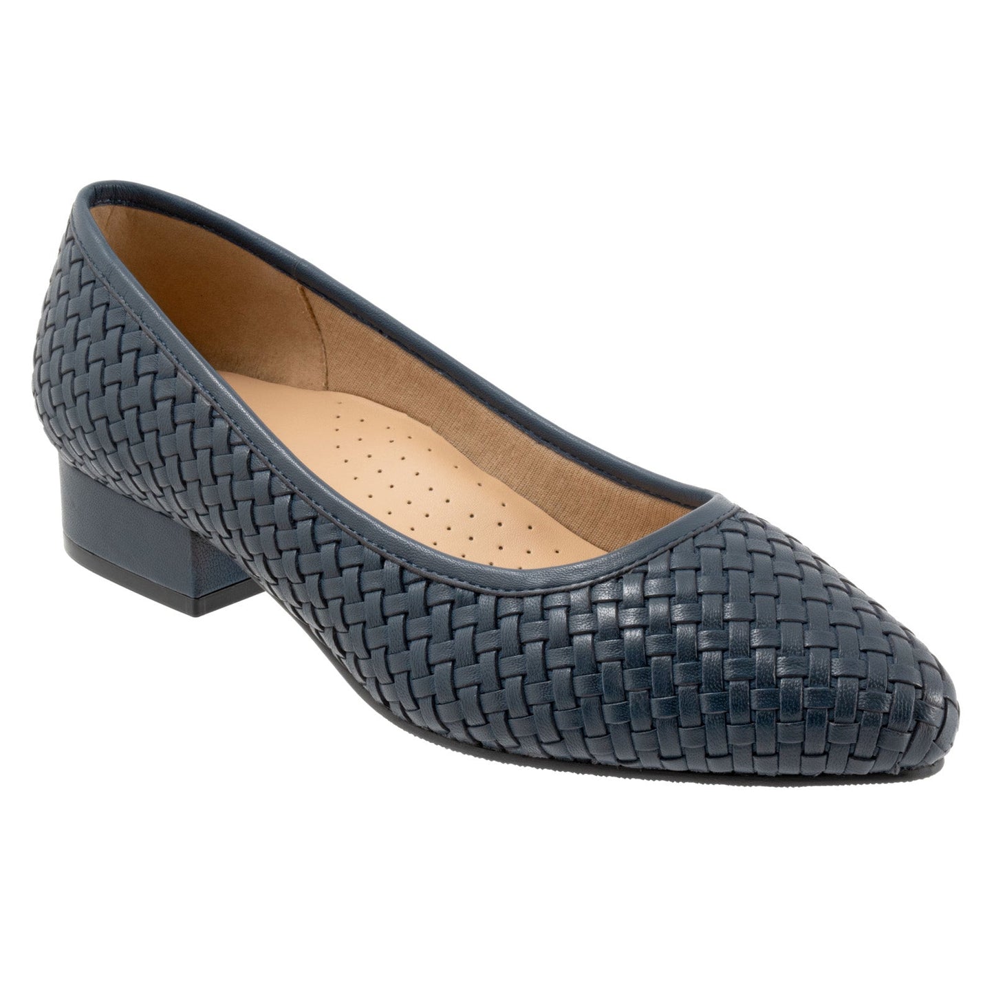 Trotters Jade T2269-400 Womens Blue Narrow Leather Slip On Pumps Heels Shoes