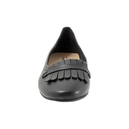 Trotters Greyson T2306-001 Womens Black Leather Slip On Loafer Flats Shoes