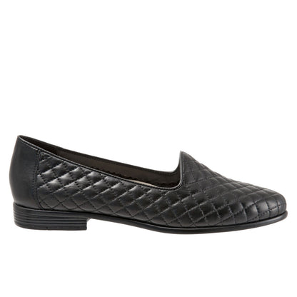 Trotters Liz T5158-015 Womens Black Narrow Leather Loafer Flats Shoes