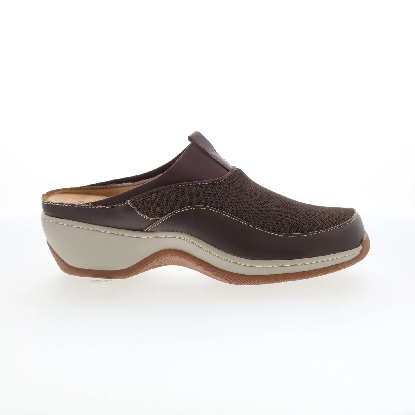 Softwalk Aberdeen S2100-200 Womens Brown Leather Slip On Clog Flats Shoes