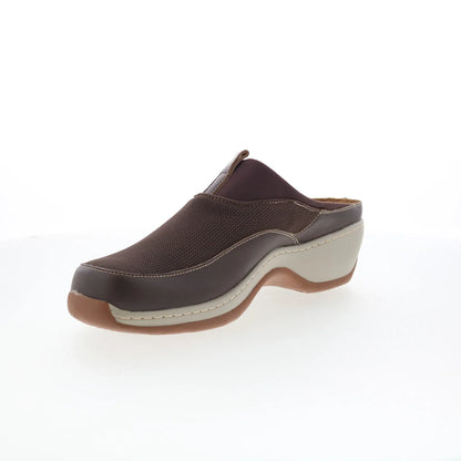 Softwalk Aberdeen S2100-200 Womens Brown Leather Slip On Clog Flats Shoes