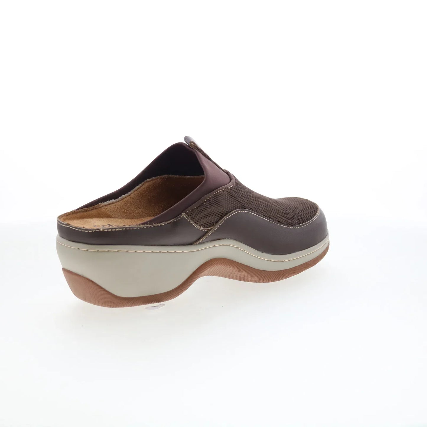Softwalk Aberdeen S2100-200 Womens Brown Leather Slip On Clog Flats Shoes