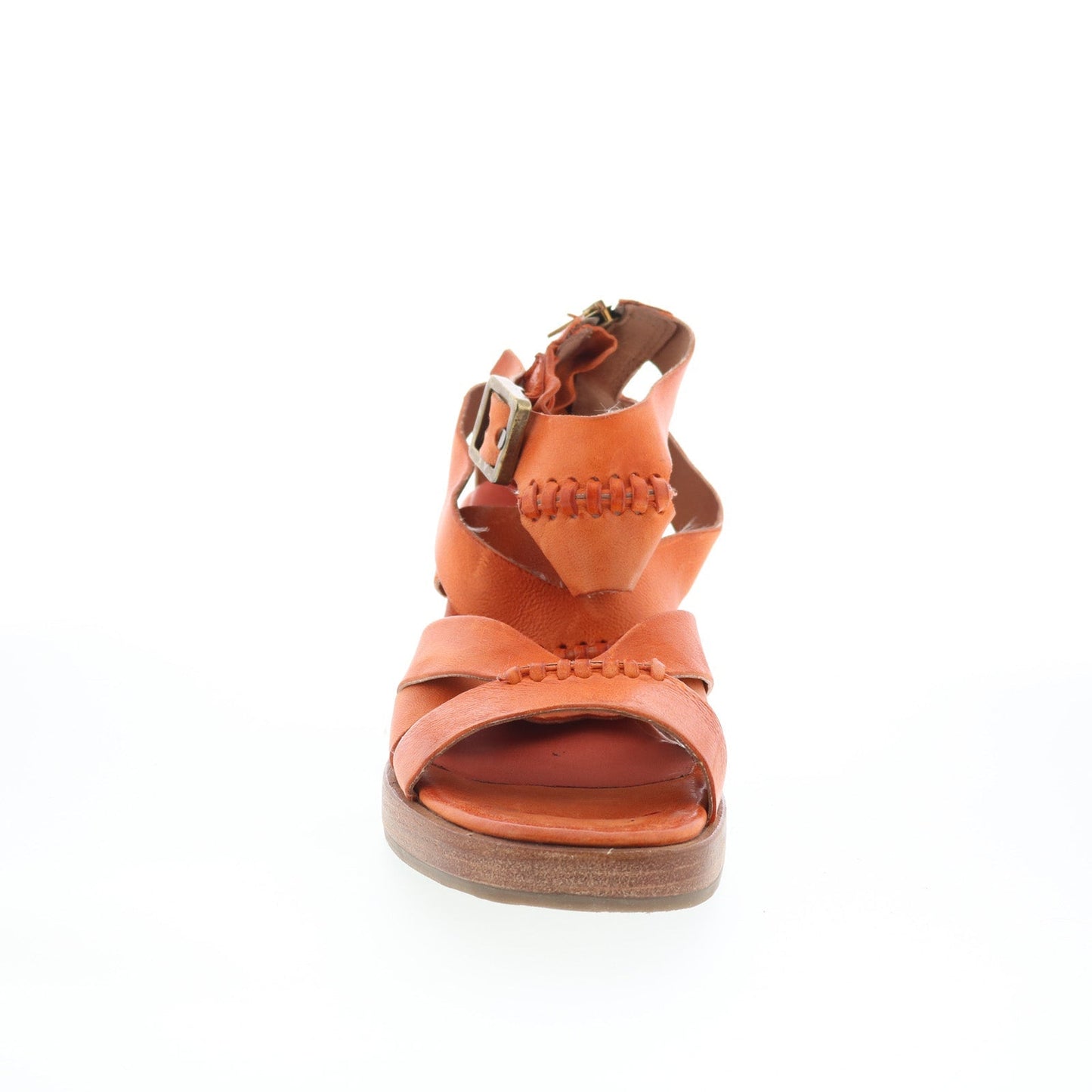 A.S. 98 Alfred Womens Orange Leather Hook & Loop Heeled Sandals Shoes
