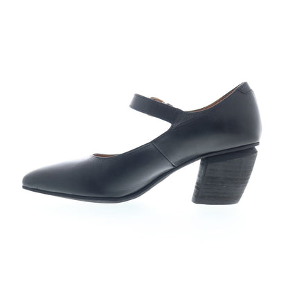 Miz Mooz Amara Womens Black Leather Hook & Loop Pumps Heels Shoes