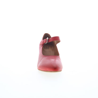 Miz Mooz Amara Womens Red Leather Hook & Loop Pumps Heels Shoes