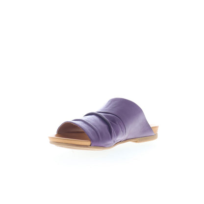 Miz Mooz Aria Womens Purple Leather Slip On Slides Sandals Shoes