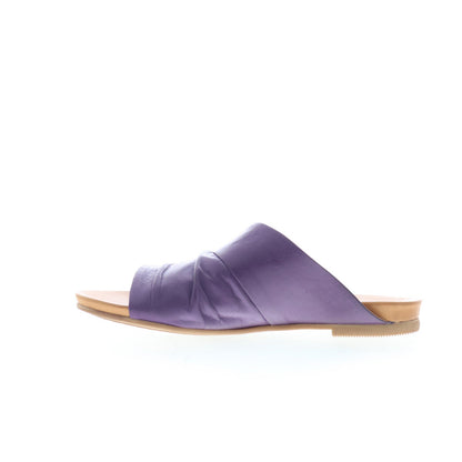 Miz Mooz Aria Womens Purple Leather Slip On Slides Sandals Shoes
