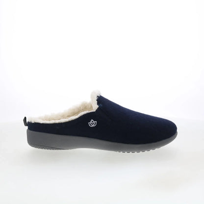 Spenco Ashton Wool Slide SP1048NVY Womens Blue Suede Clogs Slippers Shoes