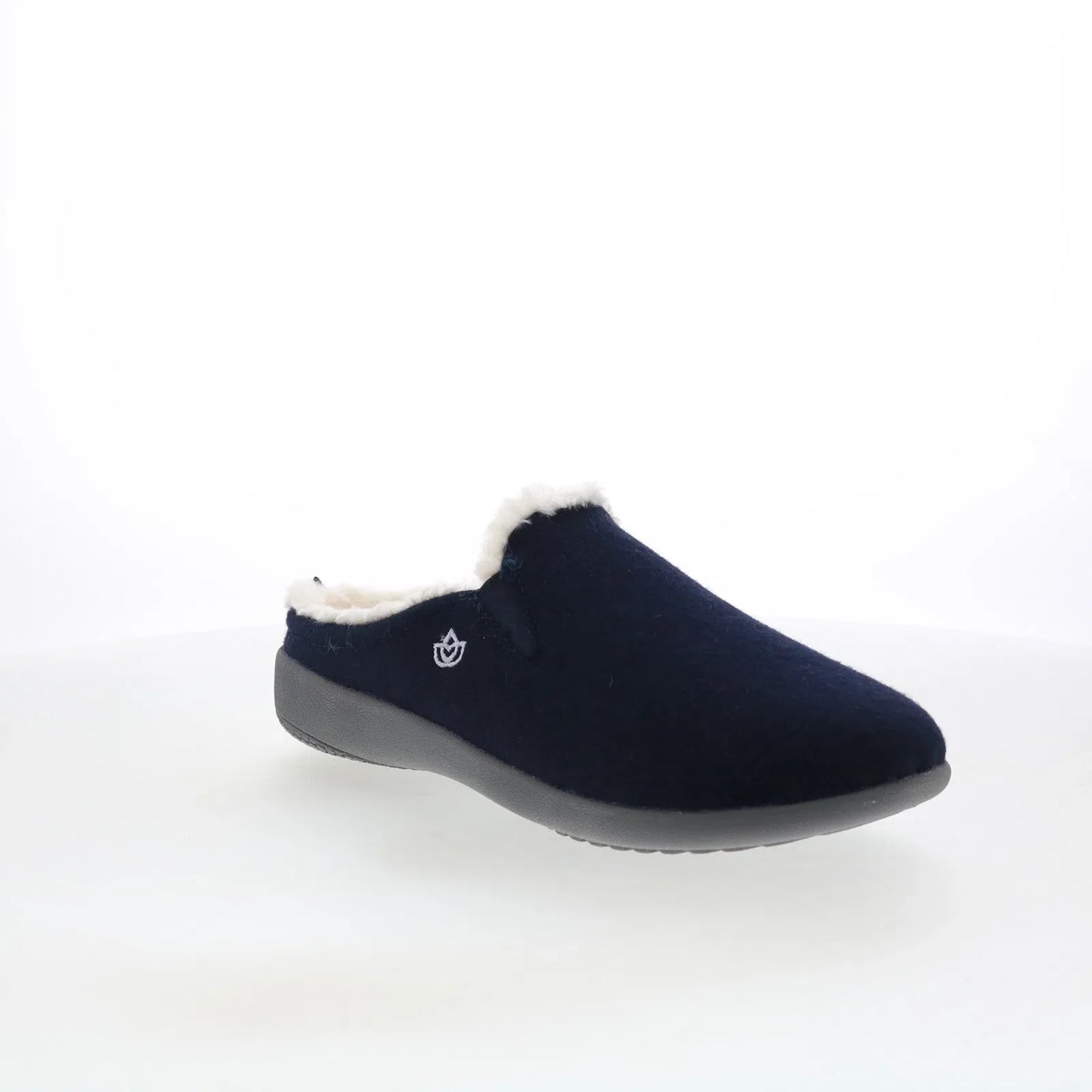 Spenco Ashton Wool Slide SP1048NVY Womens Blue Suede Clogs Slippers Shoes
