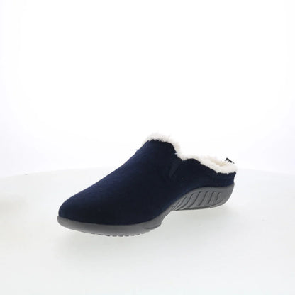 Spenco Ashton Wool Slide SP1048NVY Womens Blue Suede Clogs Slippers Shoes