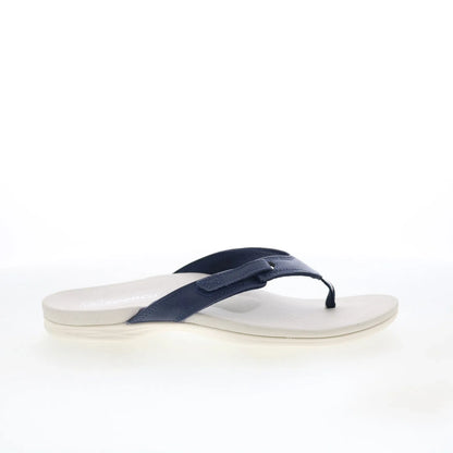 Spenco Ava SP1137PEA Womens Blue Leather Slip On Flip-Flops Sandals Shoes