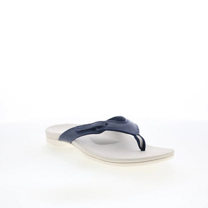 Spenco Ava SP1137PEA Womens Blue Leather Slip On Flip-Flops Sandals Shoes