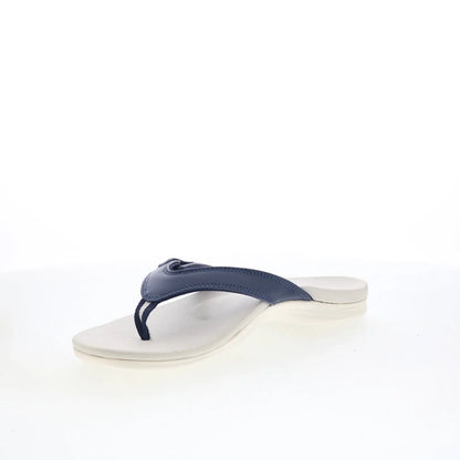 Spenco Ava SP1137PEA Womens Blue Leather Slip On Flip-Flops Sandals Shoes