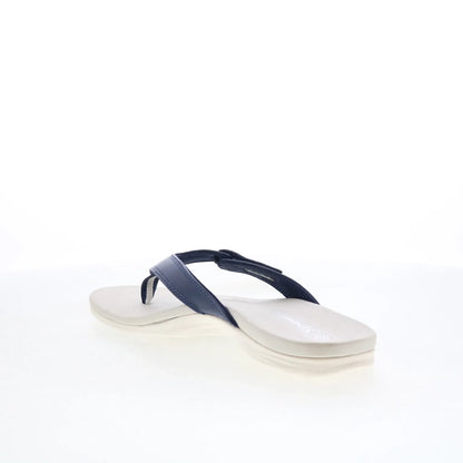 Spenco Ava SP1137PEA Womens Blue Leather Slip On Flip-Flops Sandals Shoes