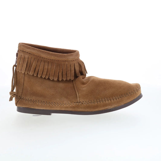 Minnetonka Back Zip Hardsole Boot 283 Womens Brown Ankle & Booties Boots
