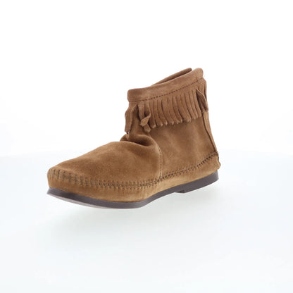 Minnetonka Back Zip Hardsole Boot 283 Womens Brown Ankle & Booties Boots