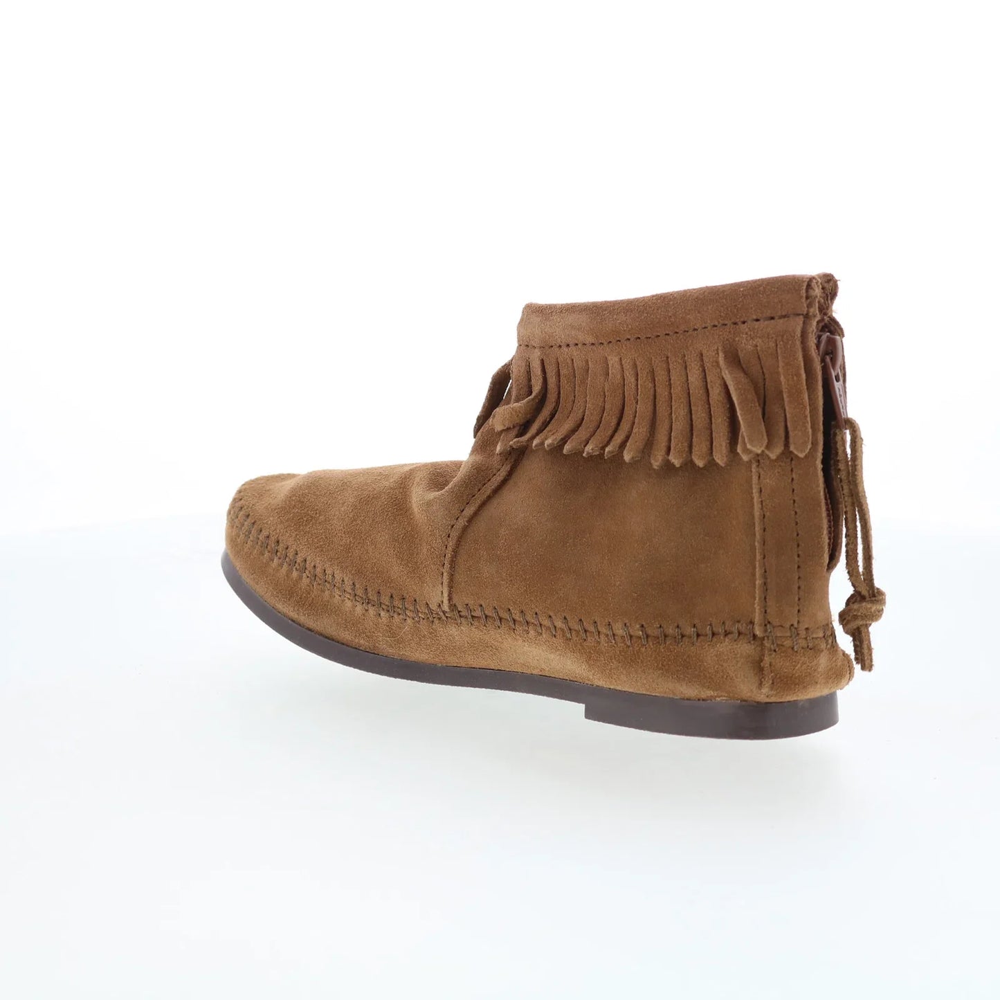 Minnetonka Back Zip Hardsole Boot 283 Womens Brown Ankle & Booties Boots