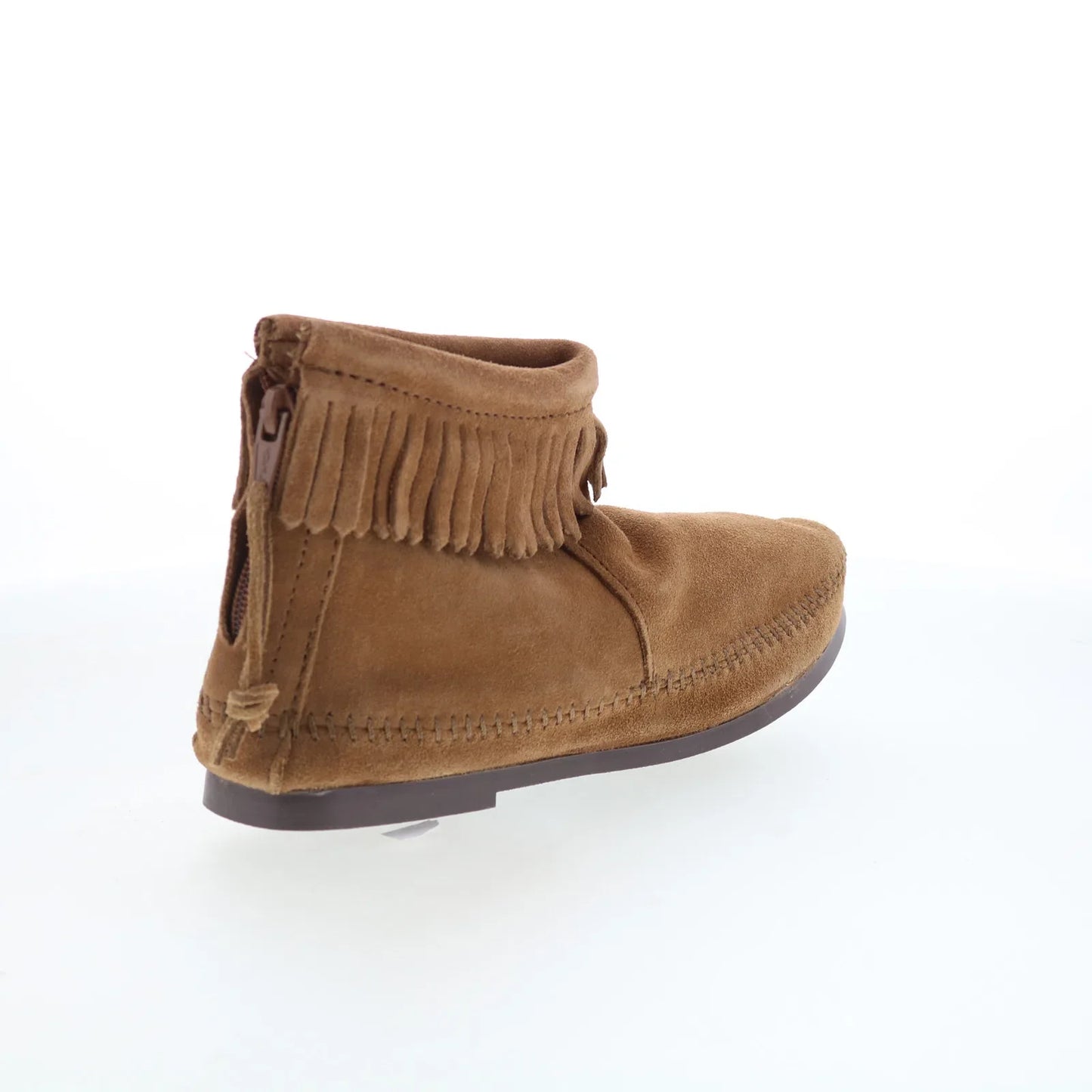 Minnetonka Back Zip Hardsole Boot 283 Womens Brown Ankle & Booties Boots