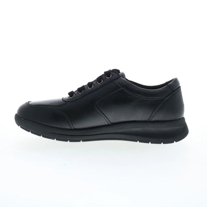 Revere Boston Womens Black Leather Lace Up Lifestyle Sneakers Shoes