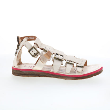 A.S. 98 Brantley Womens White Leather Zipper Strap Sandals Shoes
