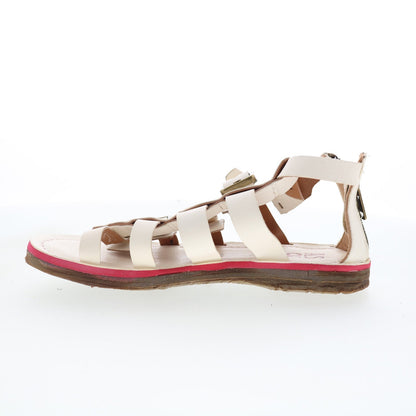 A.S. 98 Brantley Womens White Leather Zipper Strap Sandals Shoes