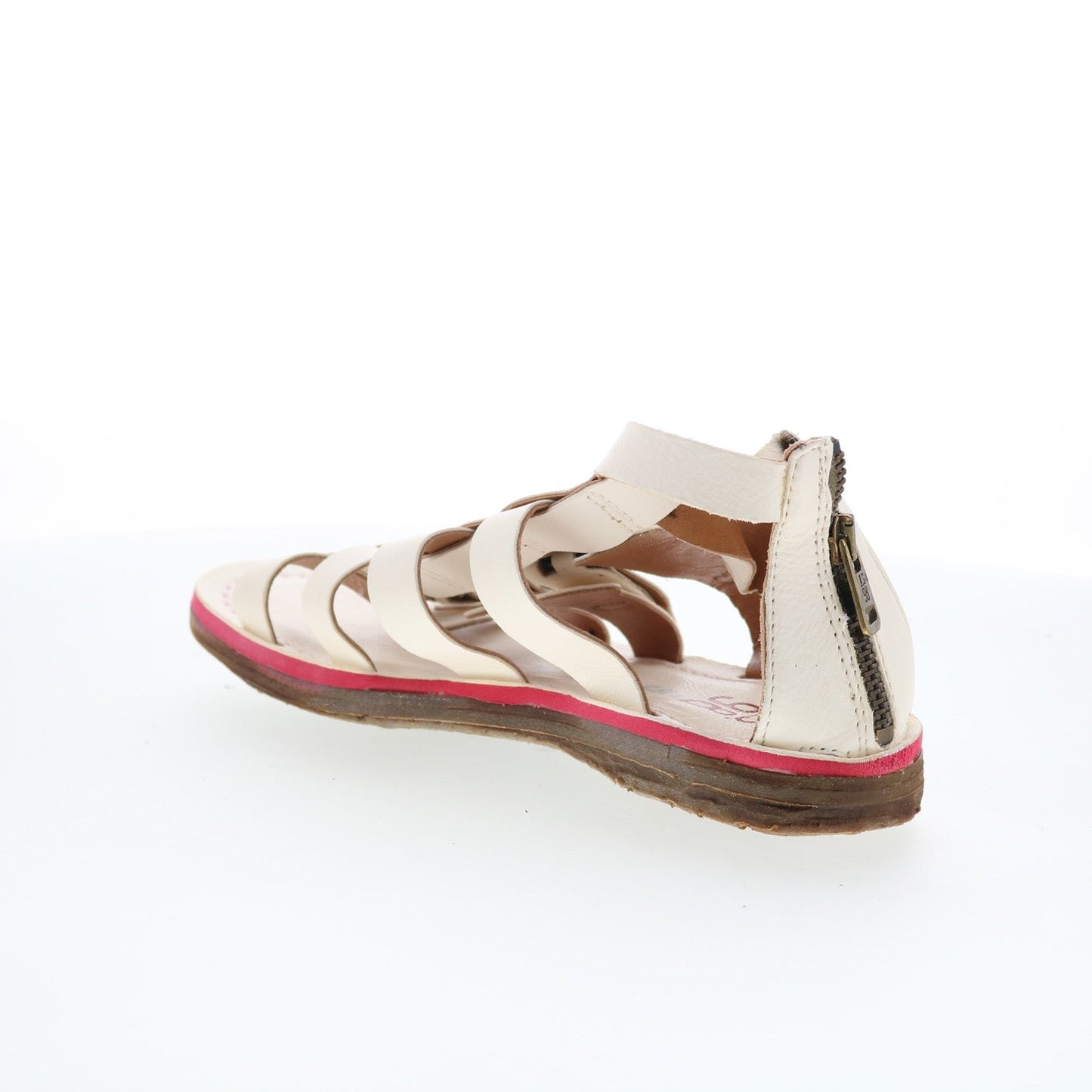 A.S. 98 Brantley Womens White Leather Zipper Strap Sandals Shoes