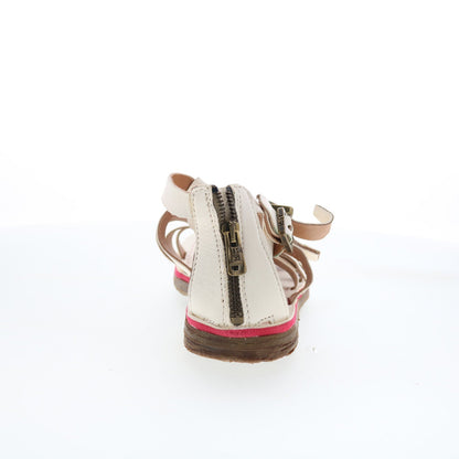 A.S. 98 Brantley Womens White Leather Zipper Strap Sandals Shoes