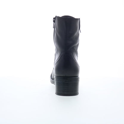 Miz Mooz Calla Womens Black Leather Zipper Casual Dress Boots