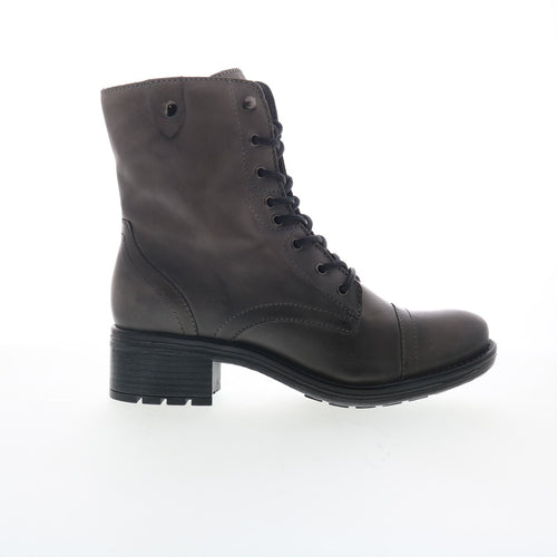 Miz Mooz Calla Womens Gray Leather Zipper Casual Dress Boots