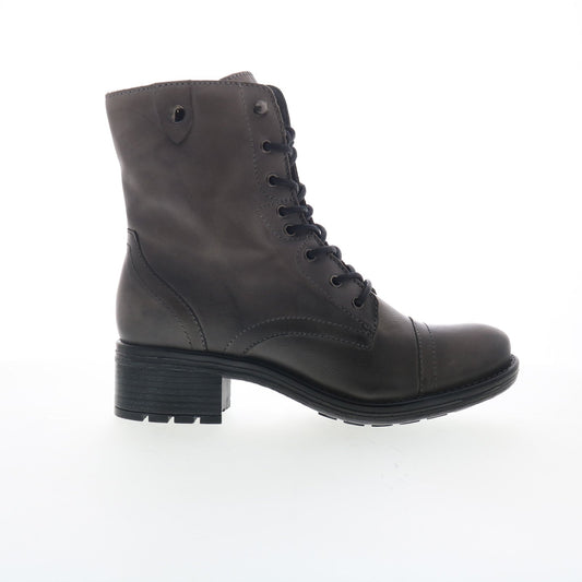 Miz Mooz Calla Womens Gray Leather Zipper Casual Dress Boots