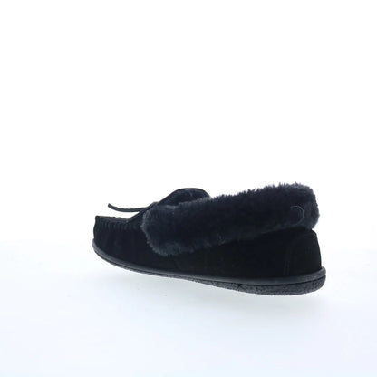 Minnetonka Camp Collar Moc 40799 Womens Black Suede Moccasin Slippers Shoes