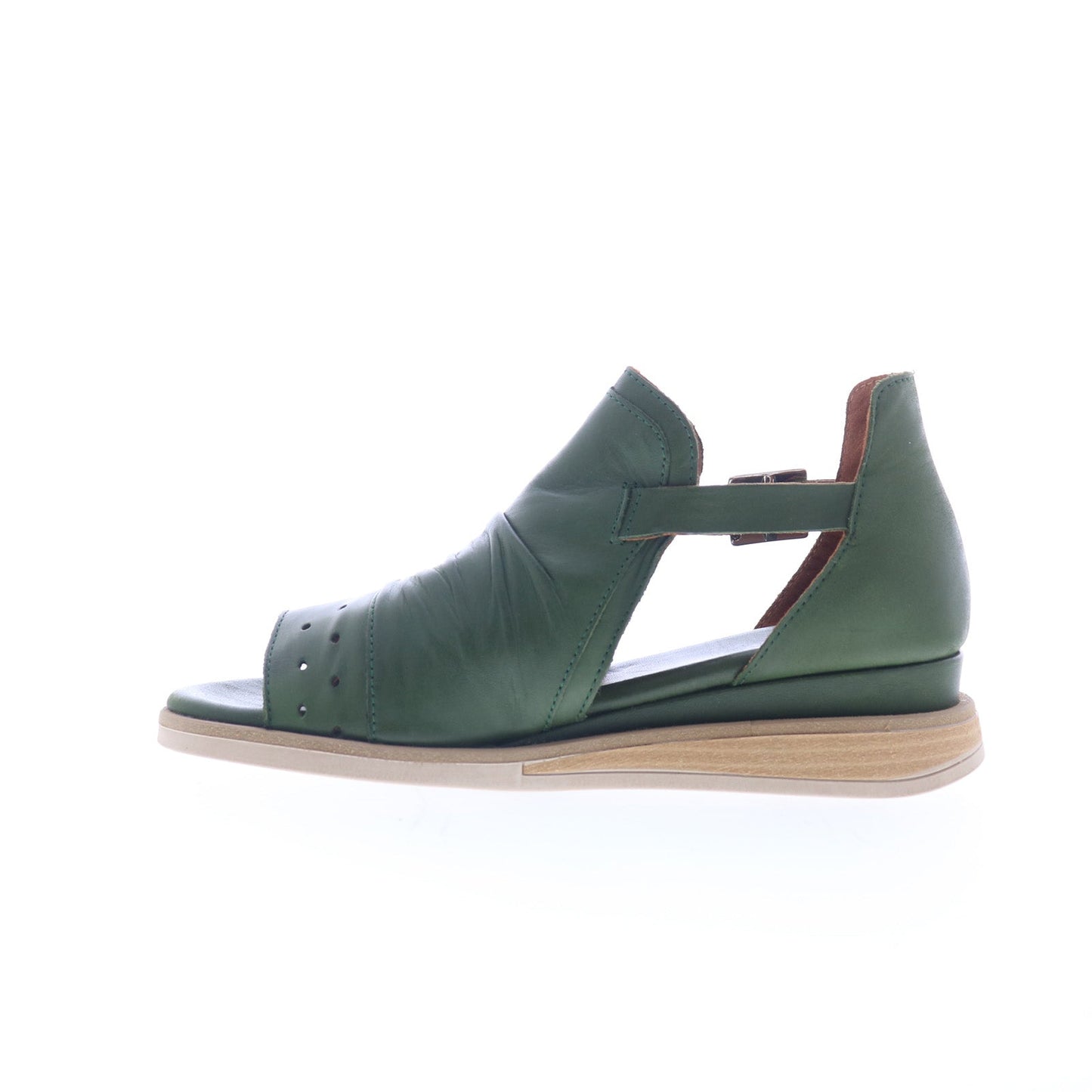 Miz Mooz Cara Womens Green Leather Hook & Loop Strap Sandals Shoes