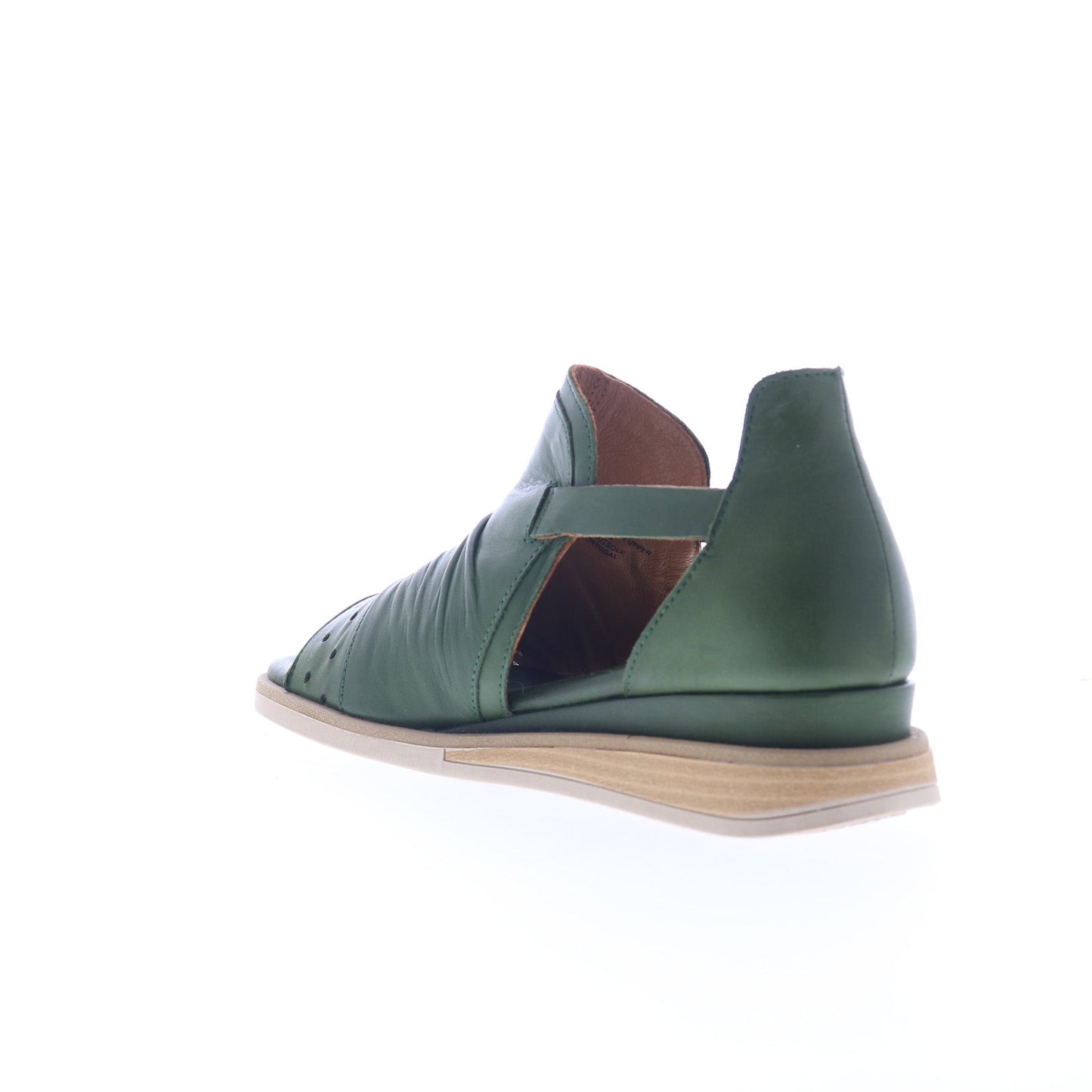 Miz Mooz Cara Womens Green Leather Hook & Loop Strap Sandals Shoes