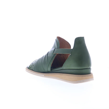 Miz Mooz Cara Womens Green Leather Hook & Loop Strap Sandals Shoes