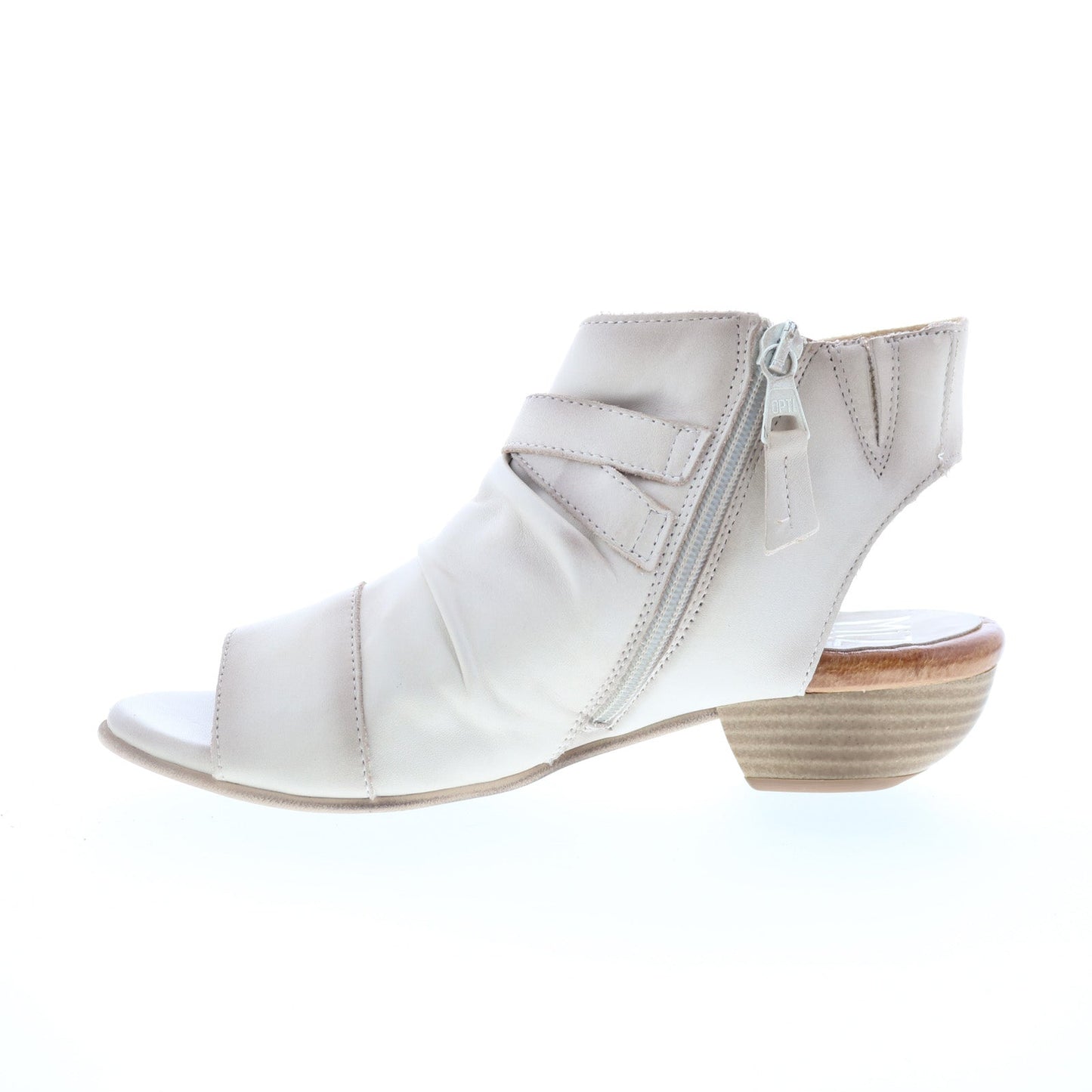Miz Mooz Cassius Womens Gray Leather Zipper Heeled Sandals Shoes