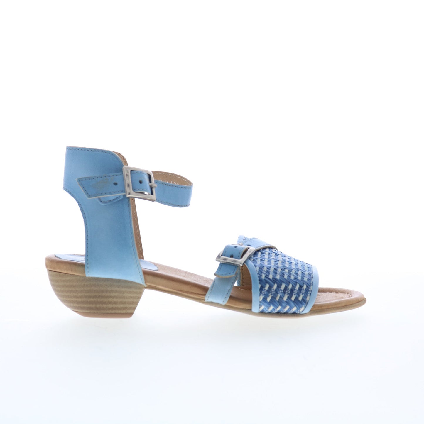 Miz Mooz Chaise Womens Blue Leather Hook & Loop Heeled Sandals Shoes