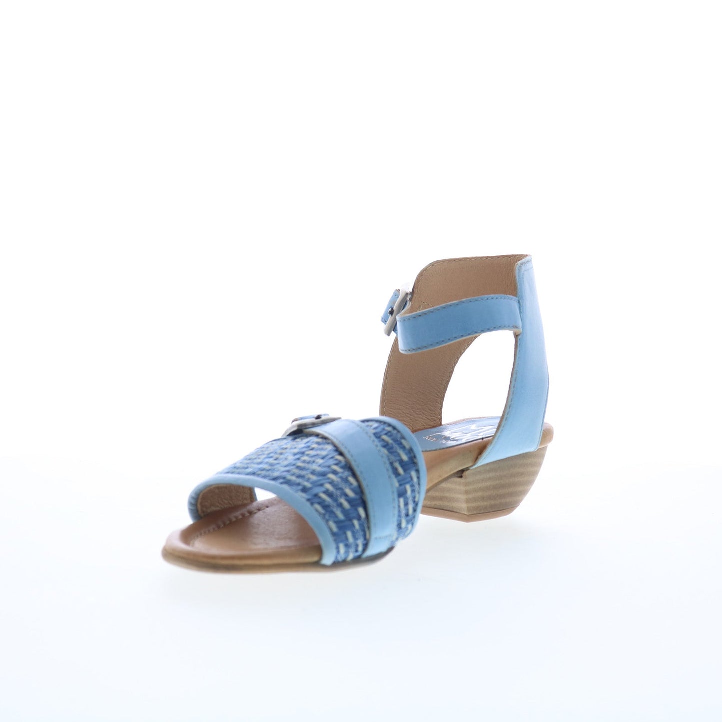 Miz Mooz Chaise Womens Blue Leather Hook & Loop Heeled Sandals Shoes