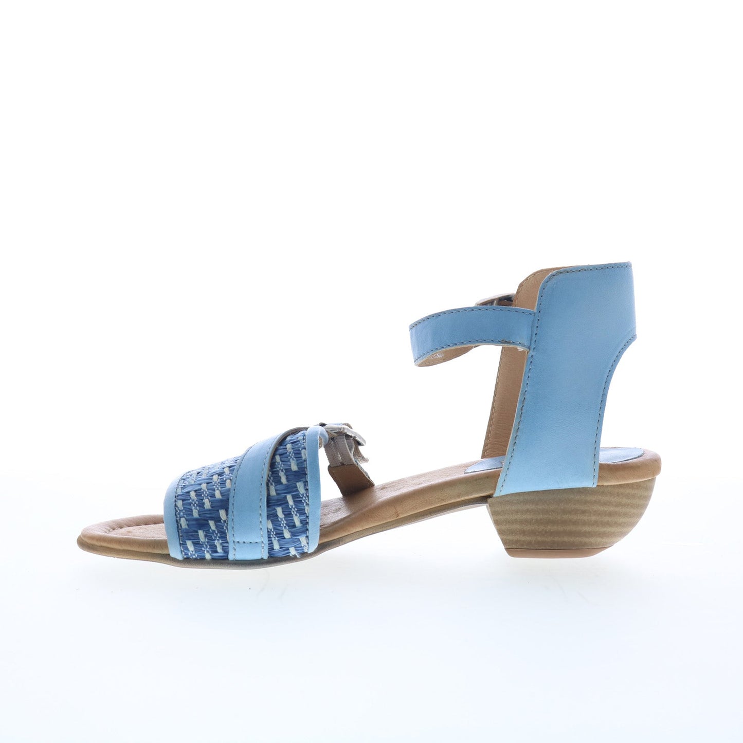 Miz Mooz Chaise Womens Blue Leather Hook & Loop Heeled Sandals Shoes