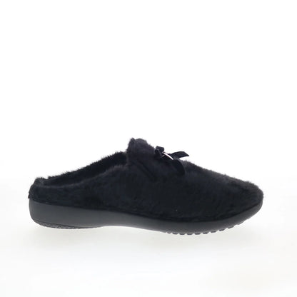 Spenco Charm Slipper SP1195BLK Womens Black Wide Canvas Clogs Slippers Shoes