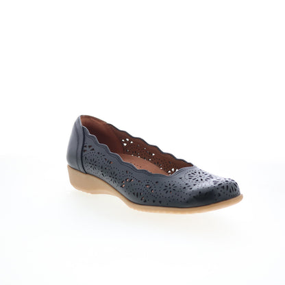 Cobb Hill Rory CHRORY Womens Black Leather Slip On Ballet Flats Shoes