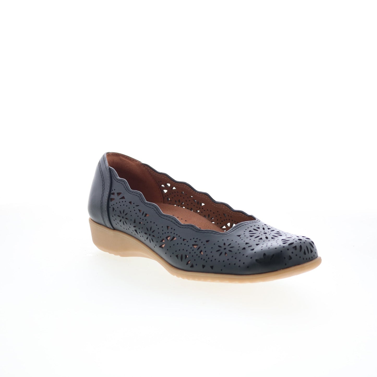 Cobb Hill Rory CHRORY Womens Black Wide Leather Slip On Ballet Flats Shoes