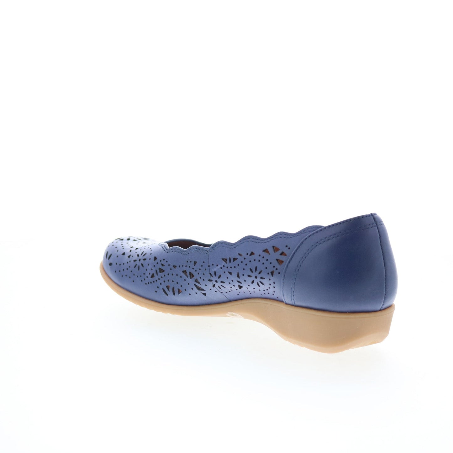 Cobb Hill Rory CHRORY Womens Blue Wide Leather Slip On Ballet Flats Shoes