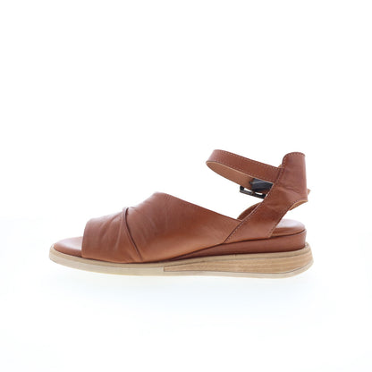 Miz Mooz Claire Womens Brown Leather Hook & Loop Slingback Sandals Shoes