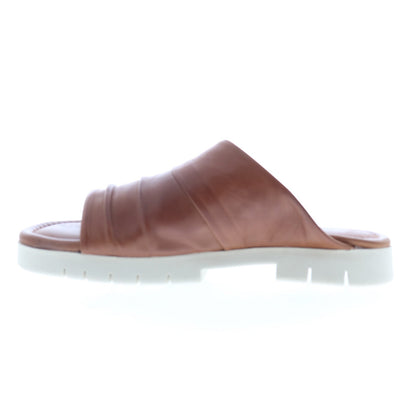 Miz Mooz Claribel Womens Brown Leather Slip On Slides Sandals Shoes