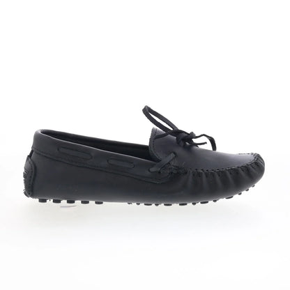 Minnetonka Classic Driver 698Z Womens Black Leather Loafer Flats Shoes